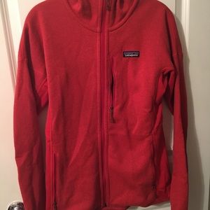 Red Patagonia zip up hoodie